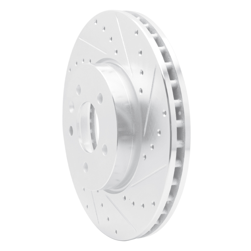 Cadillac ATS Brake Rotor (1) - Front Right - R1 Concepts - Drilled & Slotted - Silver - `13-`25